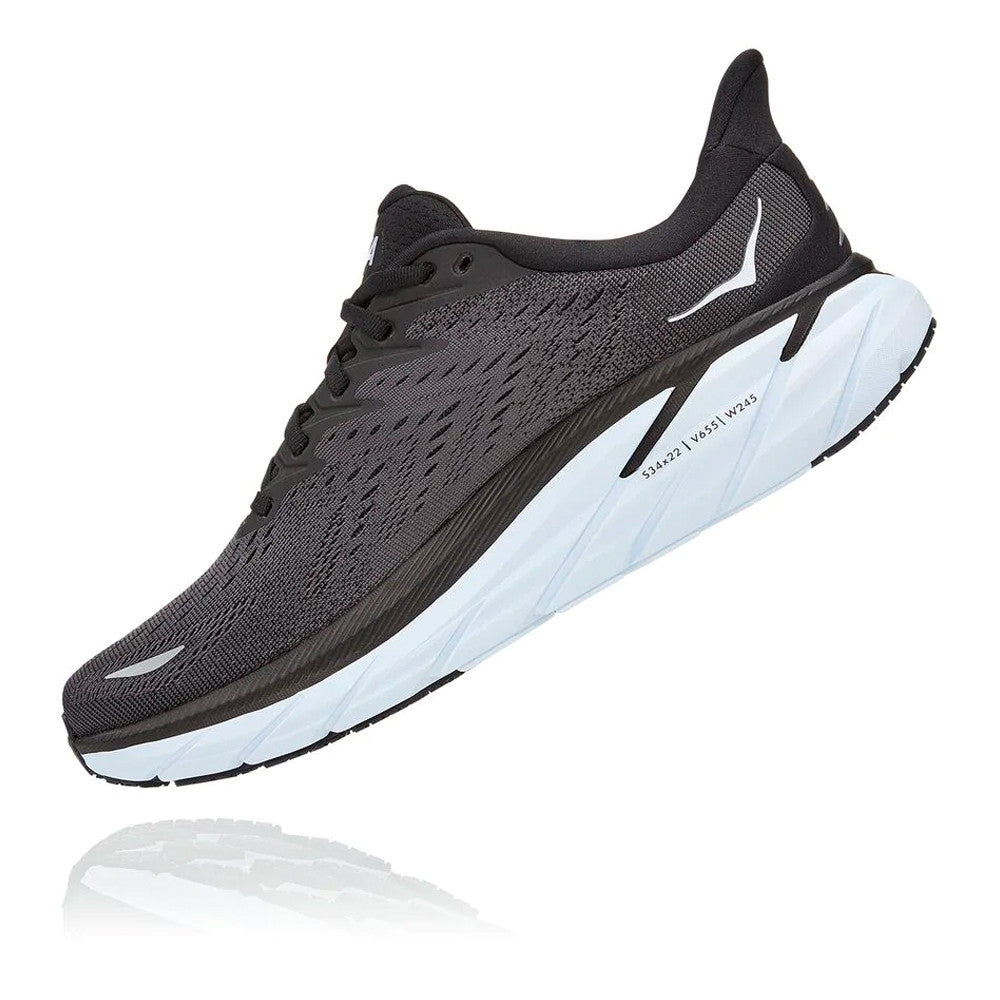 HOKA CLIFTON 8 WOMEN'S RUNNING SHOES (Black & White)